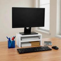 Suporte para Monitor MDF 33cm Branco Duplo Notebook PC Gamer Tv Home Office Decorativo Base Suporte para Monitor MDF 33cm Branco Duplo Notebook PC Gamer Tv Home Office Decorativo Base