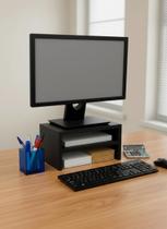 Suporte para Monitor MDF 33cm Preto Duplo Notebook PC Gamer Tv Home Office Decorativo Base Suporte para Monitor MDF 33cm Preto Duplo Notebook PC Gamer Tv Home Office Decorativo Base