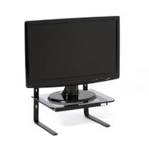 Suporte Para Monitor Office De Mesa Preto Vidro Fume Reliza