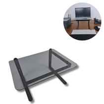 Suporte Para Monitor Office Preto Vidro Fume Super Resistente Base de Ferro e Base de Vidro Conformidade Com NR 17 Suporte Para Monitor Office Preto Vidro Fume Super Resistente Base de Ferro e Base de Vidro Conformidade Com NR 17