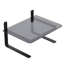 Suporte para Monitor Preto com 3 Regulagens de Altura em Aço e Vidro Fumê Certificado NR17 Reliza