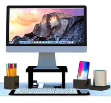 Suporte Para Monitor Preto Telas Escritório Mdf