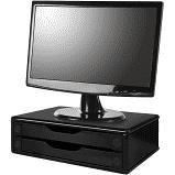 Suporte para monitor Souza 2 gavetas black piano preto