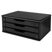 Suporte para Monitor Souza 3 Gavetas MDF Preto Black Piano Suporte para Monitor Souza 3 Gavetas MDF Preto Black Piano