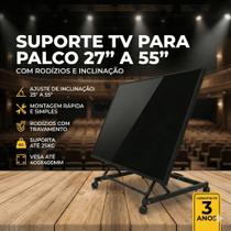 Suporte para monitor tv para palco 27 a 55 polegadas de palco inclinável com rodas igrejas e shows Suporte para monitor tv para palco 27 a 55 polegadas de palco inclinável com rodas igrejas e shows