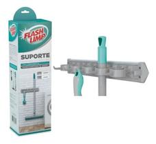 Suporte para Mop e Vassoura com 11 compartimentos Modelo LAV6286 cinza FLASH LIMP Suporte para Mop e Vassoura com 11 compartimentos Modelo LAV6286 cinza FLASH LIMP