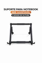 Suporte Para Notebook Ajustável 5 Níveis Base Ergonômica Dobrável Portátil ABS Preto Universal Suporte Para Notebook Ajustável 5 Níveis Base Ergonômica Dobrável Portátil ABS Preto Universal