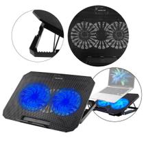 Suporte para Notebook Base Refrigerada 2 Coolers Altura Ajustável com Ventiladores LED Azul B-Max Suporte para Notebook Base Refrigerada 2 Coolers Altura Ajustável com Ventiladores LED Azul B-Max