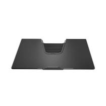 Suporte para notebook ergonômico de colo e mesa. Em resina termoplástica. Preto.
