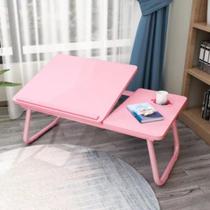 Suporte para notebook mesa em madeira cama ajustavel multifuncional sofa apoio home office dobravel rosa