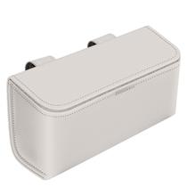 Suporte para óculos de sol para carro K LAKEY de couro bege de grande capacidade
