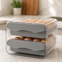 Suporte para Ovos de Gaveta Branco Kit 1 Peca Organizador Geladeira Prateleira Compacto Suporte para Ovos de Gaveta Branco Kit 1 Peca Organizador Geladeira Prateleira Compacto