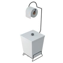 Suporte para papel higienico com lixeira branca linha black - Stolf