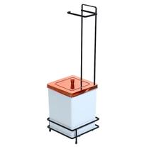 Suporte Para papel Higienico Com Lixeira Quadrada Ultimo Detalhe