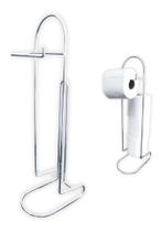 Suporte Para Papel Higiênico de Chão Cromado P/ 4 Rolos Cromado - Modelo Novo