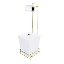 Suporte Para Papel Higiênico Dourado Com Lixeira 6,5 Litros - Wp Connect