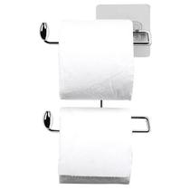 Suporte para Papel Higiênico Duplo Aço Cromado Fixação Adesiva Parede Utimil Suporte para Papel Higiênico Duplo Aço Cromado Fixação Adesiva Parede Utimil