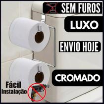 Suporte para papel higienico duplo suporte duplo cromado porta papel higienico caixa acoplada privada - loja do abençoado