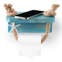 Suporte para papel higiênico Perfeso.L Nautical Rope Blue com prateleira Suporte para papel higiênico Perfeso.L Nautical Rope Blue com prateleira