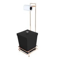 Suporte Para Papel Higiênico Rose Gold Com Lixeira 6,5 Litros - Wp Connect