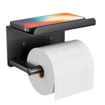 Suporte para Papel Higiênico susswiff Preto Fosco Antiferrugem com Prateleira