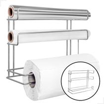 Suporte para Papel Toalha Triplo - Cromado e Prático, Perfeito para o Dia a Dia na Cozinha