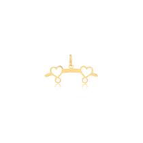 Suporte para Pingente em Ouro Corações Dois Pingentes - AU11899