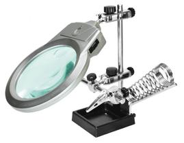 Suporte para Placa e Ferro de Solda com Lupa Iluminação LED Hikari Solver SLP-100
