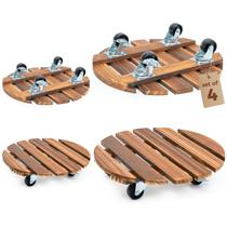 Suporte para Plantas Bamworld 12" de Madeira com Rodízios - Kit com 4 Unidades Suporte para Plantas Bamworld 12" de Madeira com Rodízios - Kit com 4 Unidades
