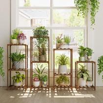 Suporte para Plantas Bamworld, 4 Conjuntos, Prateleira de Madeira para Uso Interno e Externo Suporte para Plantas Bamworld, 4 Conjuntos, Prateleira de Madeira para Uso Interno e Externo