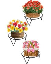 Suporte Para Plantas Chão P 1 Vaso 9cm De Altura Kit Com 3