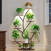 Suporte para Plantas EVAWOO de 8 Níveis 127cm para Canto com Luzes de Crescimento
