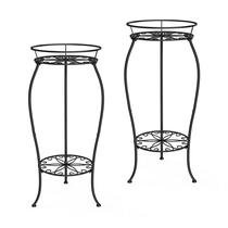 Suporte para plantas FaithLand, kit com 2 unidades, metal, 67 cm de altura, preto