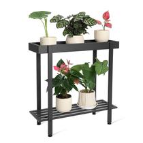 Suporte para Plantas Honla de 2 Níveis em Metal 66x22x62 cm Preto Suporte para Plantas Honla de 2 Níveis em Metal 66x22x62 cm Preto
