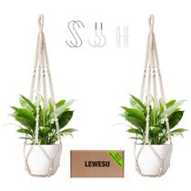Suporte para Plantas LEWESU Macramê Conjunto com 2 Unidades 89 cm Marfim Suporte para Plantas LEWESU Macramê Conjunto com 2 Unidades 89 cm Marfim