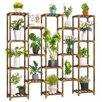 Suporte para Plantas Uneedem de Madeira com 17 Níveis para Uso Interno e Externo Suporte para Plantas Uneedem de Madeira com 17 Níveis para Uso Interno e Externo