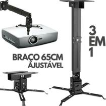 Suporte para Projetor Articulado Teto E Parede Data Show Braço 60cm Preto