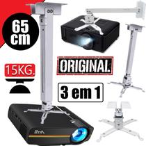 Suporte Para Projetor Para Fixação no Teto E Parede Extensor 65cm Branco Até 15kg Profissional Original 3 em 1 Completo