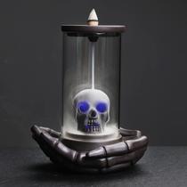 Suporte para queimador de incenso HaisWonsa Skull Backflow Waterfall LED