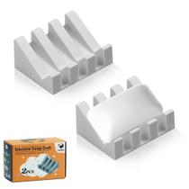 Suporte para saboneteira Coipdfty Self Drening Silicone Cinza Claro