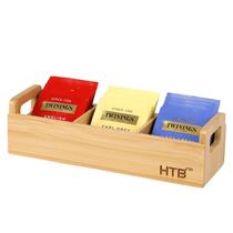 Suporte para saquinhos de chá HTB Bamboo Tea Organizer 3 compartimentos