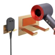 Suporte para secador de cabelo XIGOO Adhesive/Drill Wall Mount Gold Suporte para secador de cabelo XIGOO Adhesive/Drill Wall Mount Gold