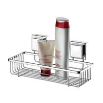 Suporte para Shampoo Prateleira Banheiro Prata Cromado Fixação por Ventosa Future