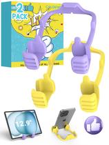 Suporte para tablet CALDEVER para iPad, suporte para polegar para cima roxo+amarelo