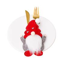 Suporte Para Talheres De Natal Em Forma De Gnomo, Bolsa Para Faca E Garfo, Decoração De Mesa Para