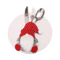Suporte Para Talheres De Natal Gnome 4 Peças, Sacos De Faca E Garfo Do Papai Noel, Decoração Para