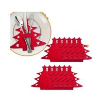 Suporte Para Talheres Em Forma De Árvore De Natal Em Feltro, 12 Peças, Decoração De Mesa Para Festa