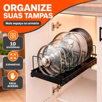 Suporte Para Tampas de Panela Preto Com 10 Divisórias Cozinha Suporte Para Tampas de Panela Preto Com 10 Divisórias Cozinha