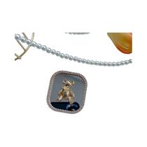 Suporte Para Telefone Em Forma De Urso De Pelúcia Com Espelho De Strass, Almofada Dobrável Para