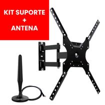 Suporte Para Televisão Articulado Com Giro Preto Articulado 23 a 55 Polegadas E Antena Digital Interna HDTV CS0040 SHD500 Suporte Para Televisão Articulado Com Giro Preto Articulado 23 a 55 Polegadas E Antena Digital Interna HDTV CS0040 SHD500